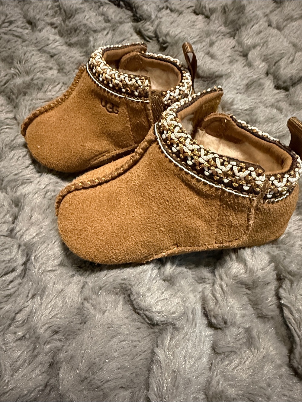 UGG Baby Tasman Suede boots in Chestnut Brown